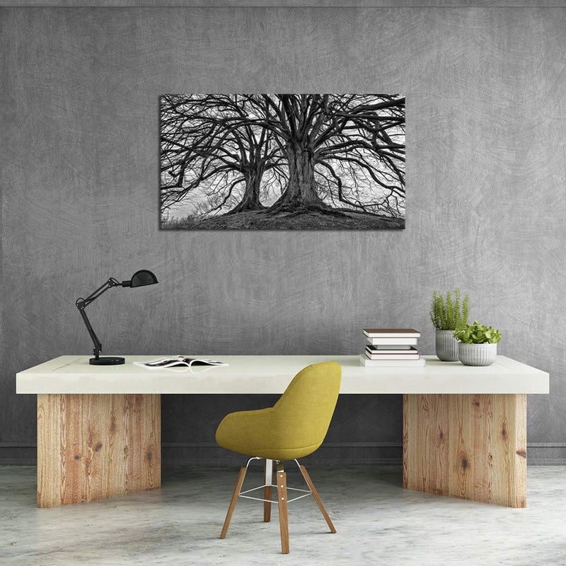 Visual Art Decor Large Black and White Trees Canvas Wall Art Winter Oak Trees Branches Picture Nature Scenery Giclee Prints Framed and Stretched Premium Artwork for Home Living Room Bedroom - Image 2